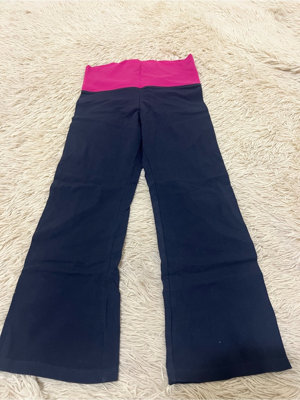 INC International Concepts navy blueFlare Leggings with Pink Fold-Over Waistband